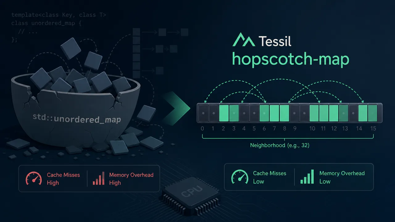 Ditching std::unordered_map for Cache-Friendly Hopscotch Hashing